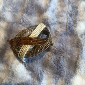 Brown, Gold and Cream Bracelet